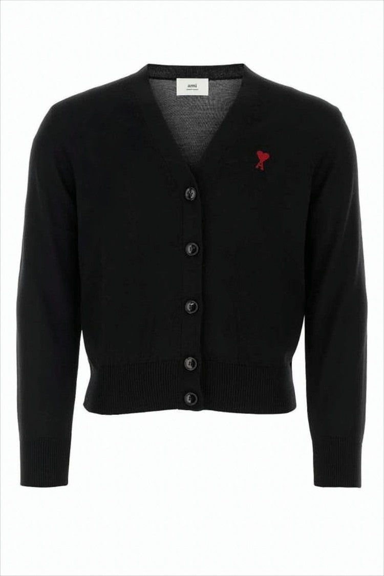 Ami Cropped V-Neck Cardigan With Button-Down Front