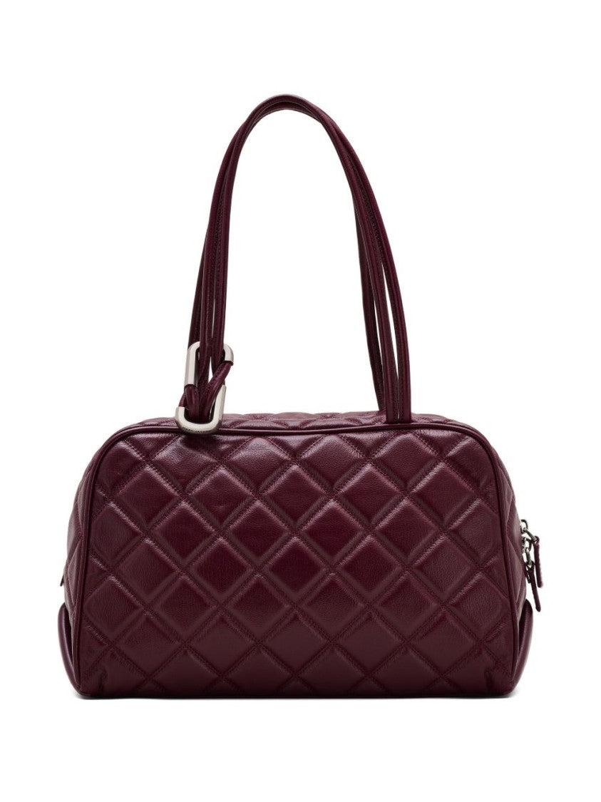 Marc Jacobs Quilted Burgundy Vitello Leather Shoulder Bag