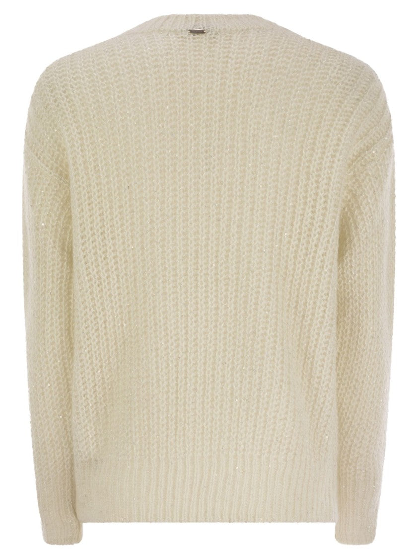 Herno V-Neck Sweater With Openwork Stitch