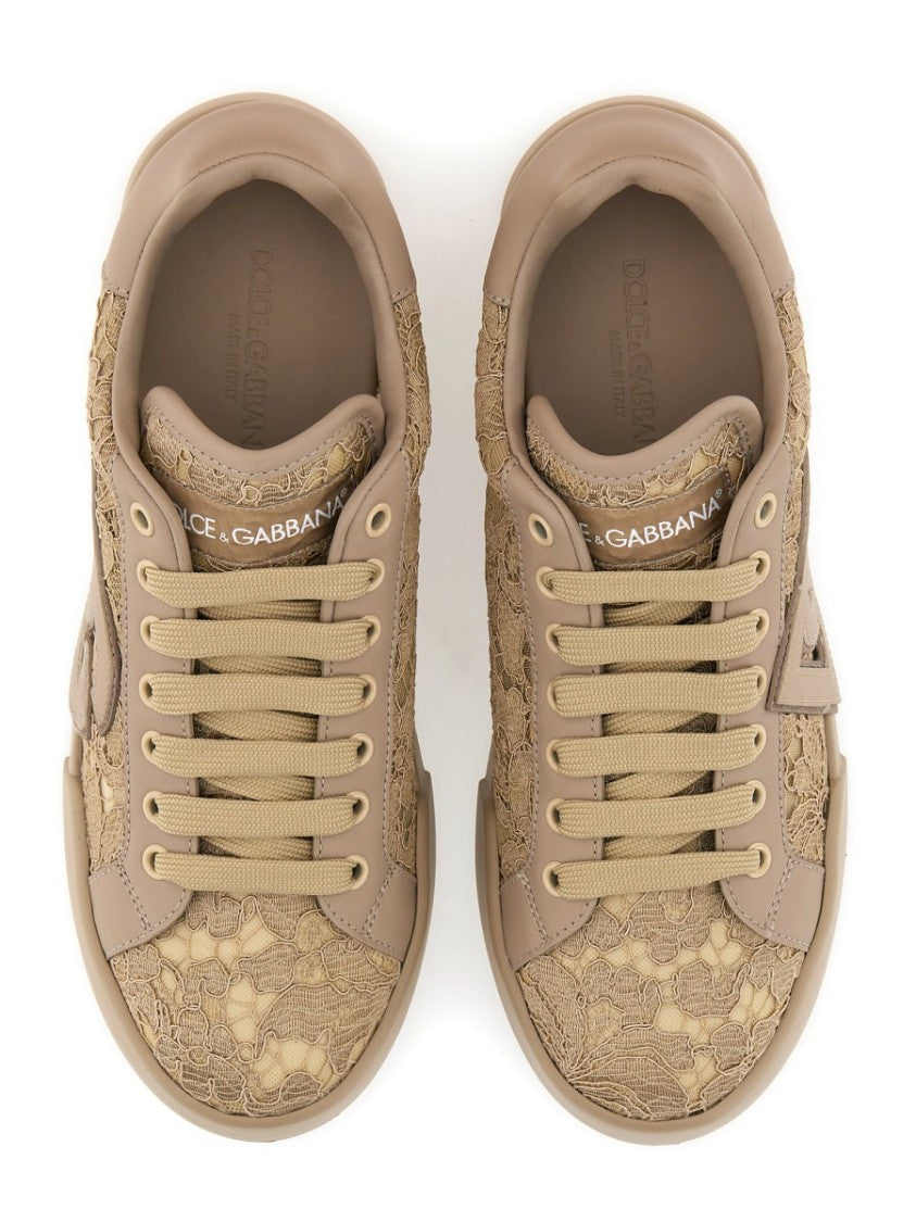 Dolce & Gabbana Intricately Embroidered Sneakers With Unique Material Blend