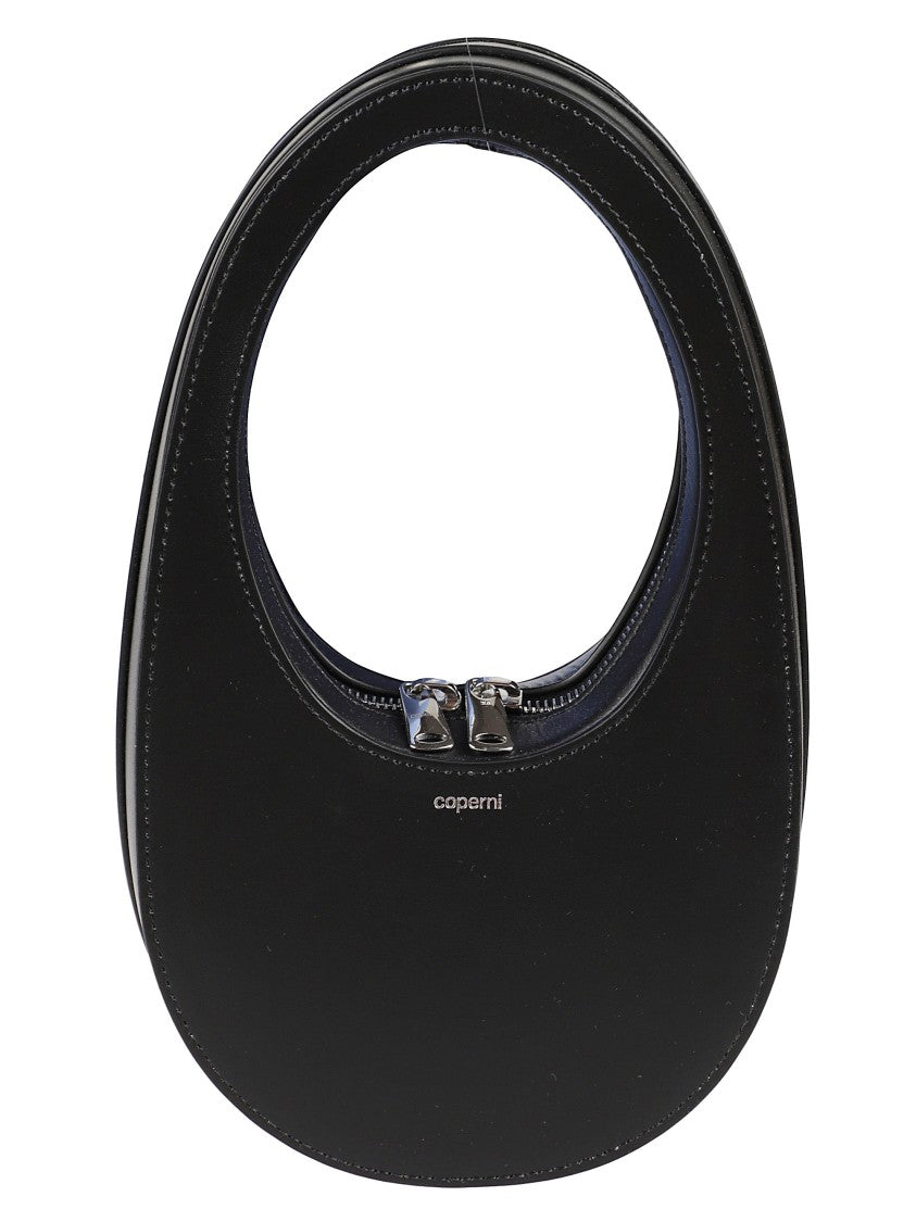 Coperni Curved Black Leather Swipe Mini Bag