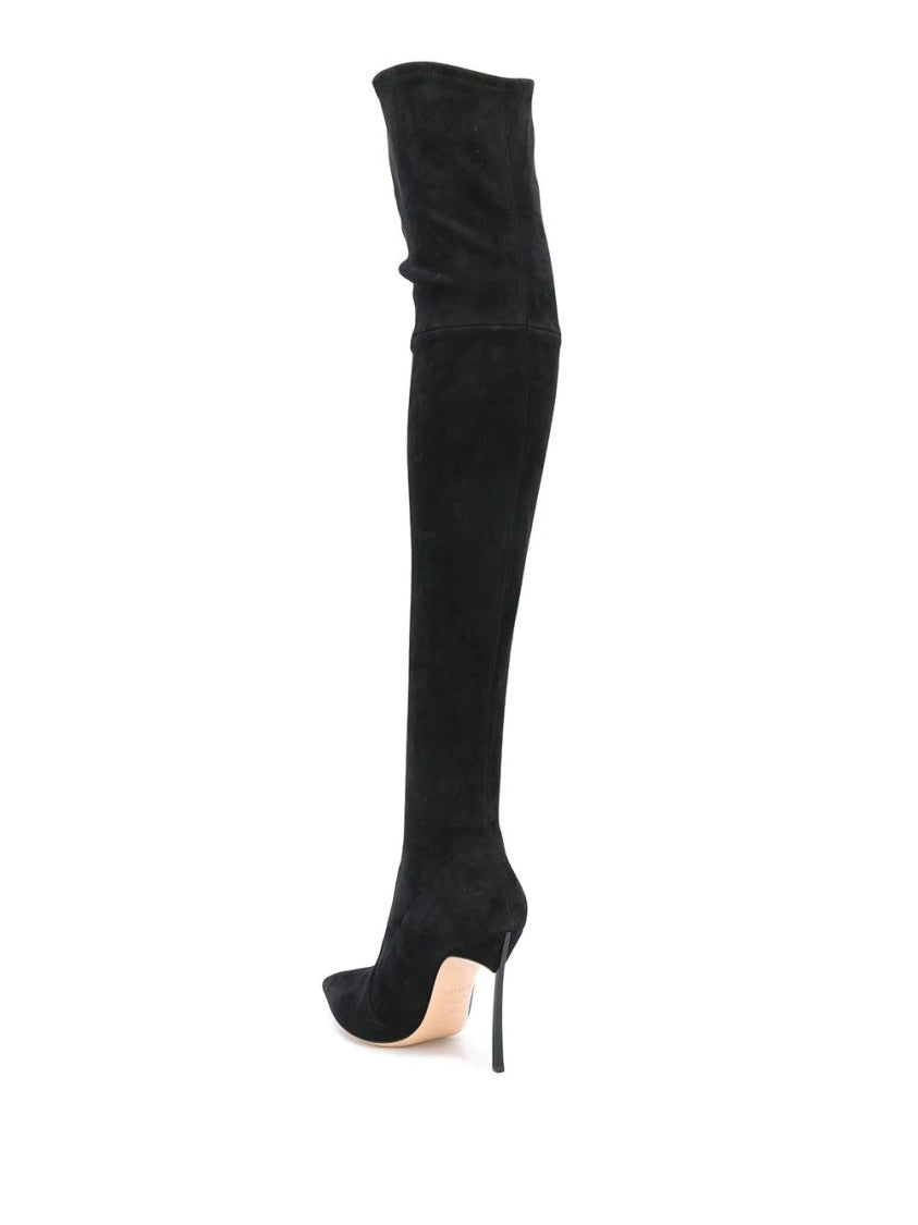 Casadei Pointed Toe Long Boots With Stiletto Heel And Suede Finish