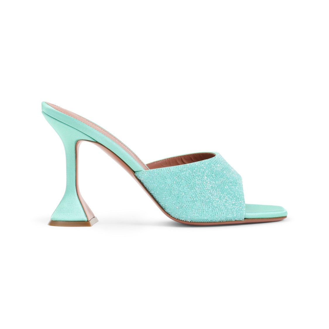 Amina Muaddi Satin Open-Toe Sandals With Crystal Embellishments
