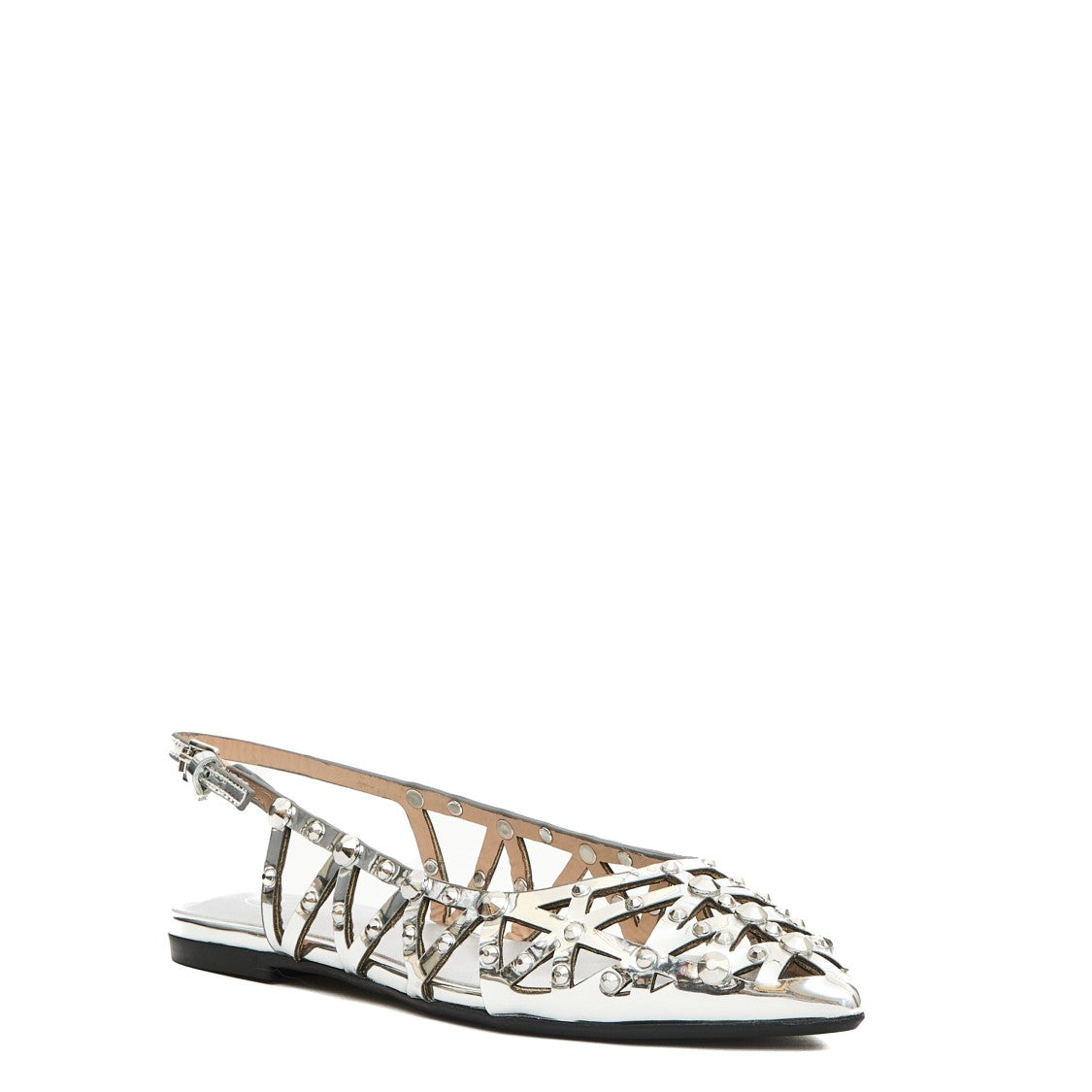 Ash Silver Leather Slingbacks