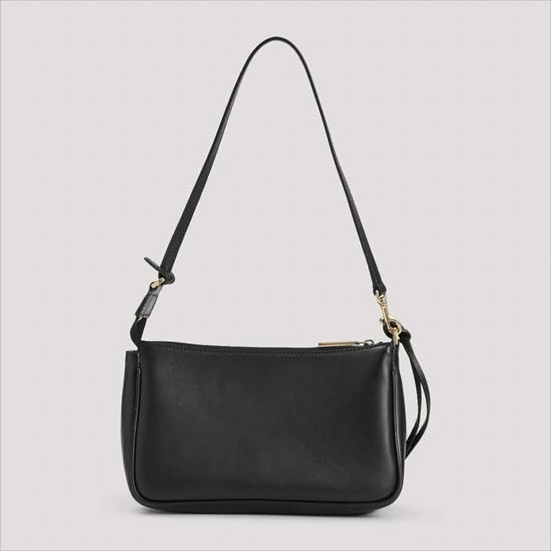 Balenciaga Calfskin Leather Shoulder Bag With Zip Closure And Gold Accents