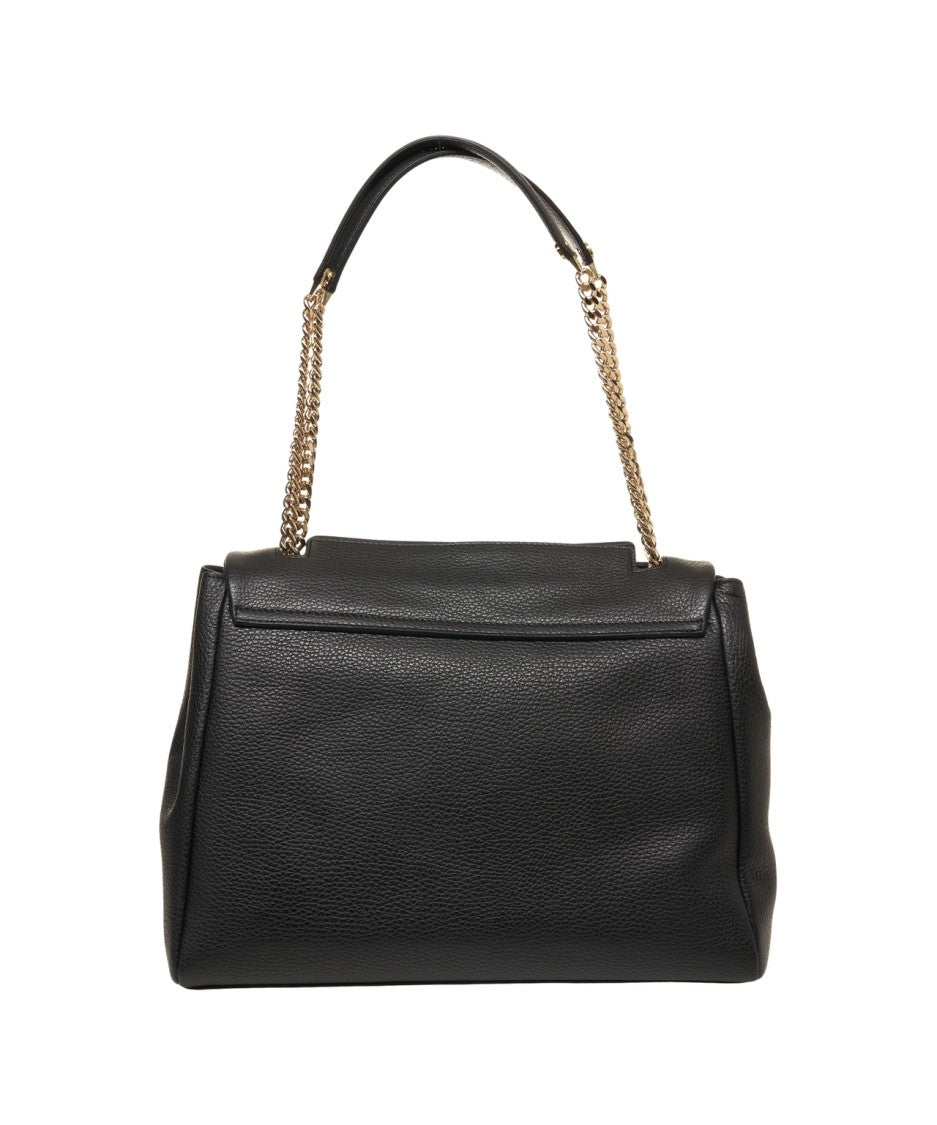 Orciani Structured Hammered Leather Shoulder Bag With Chain Strap