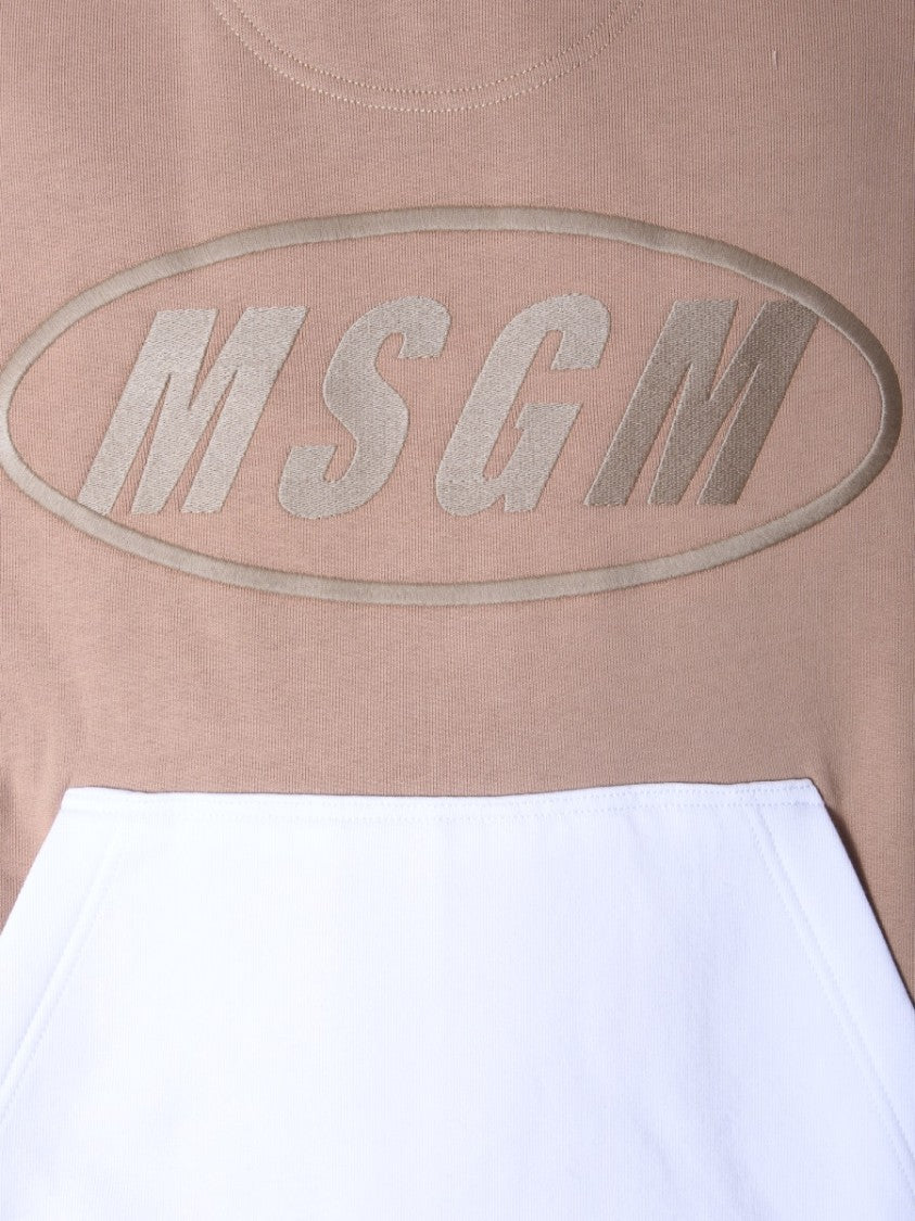Msgm Two-Tone Oversized Hooded Sweatshirt
