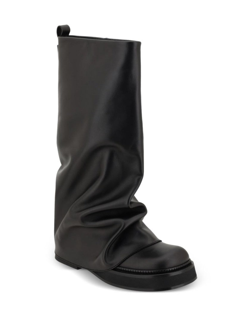 The Attico Pull-On Black Boots With Square Toe