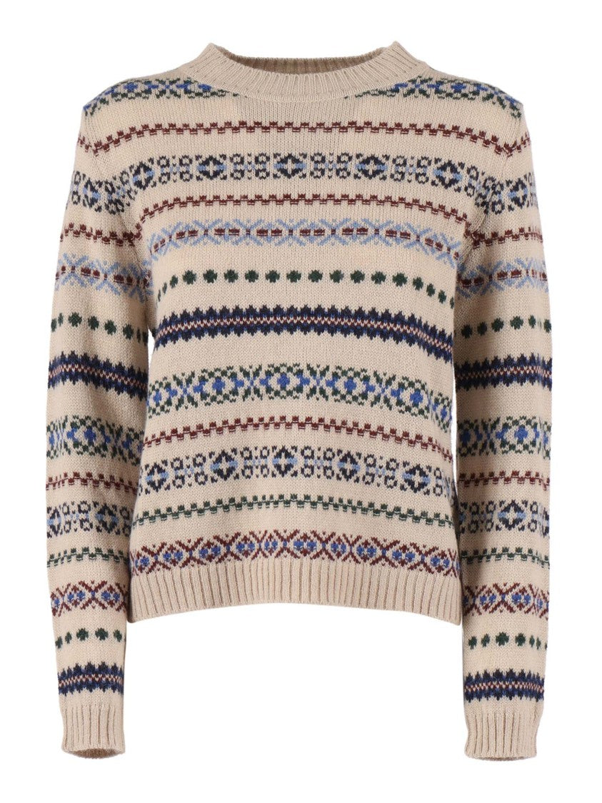 Max Mara Knit Sweater With Horizontal Patterned Stripes