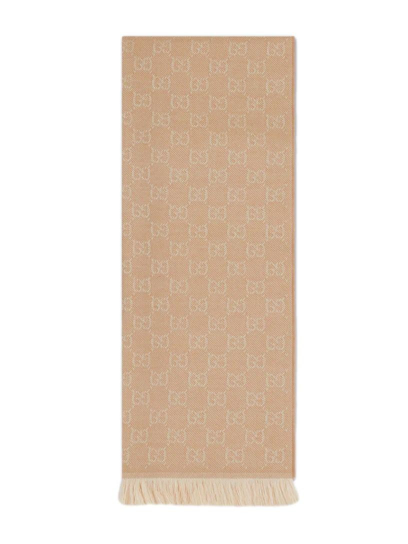 Gucci Rectangular Wool Scarf With Fringed Edges