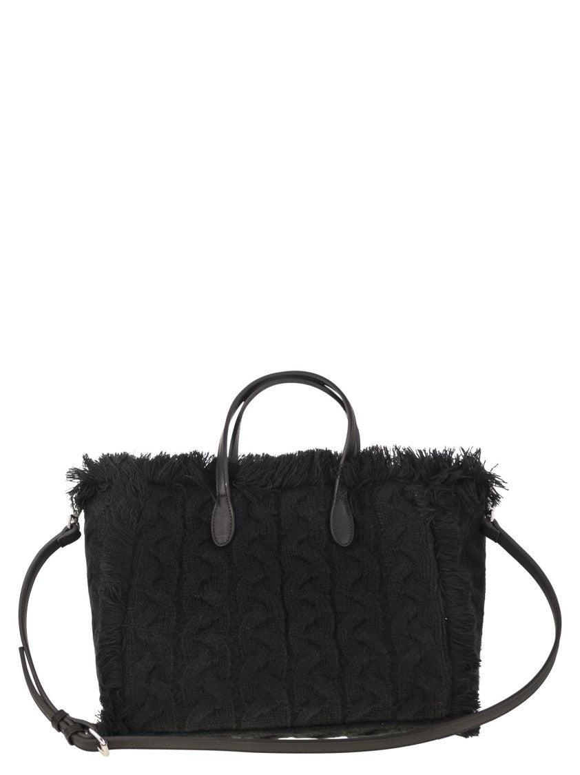 Mc2 Saint Barth Colette - Wool-Effect Bag With Logo And Rhinestones
