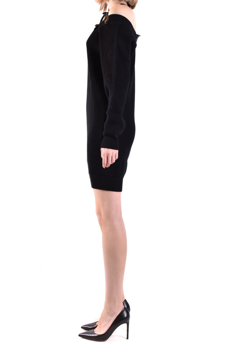 Moschino Off-Shoulder Wool Dress With Statement Harness Detail