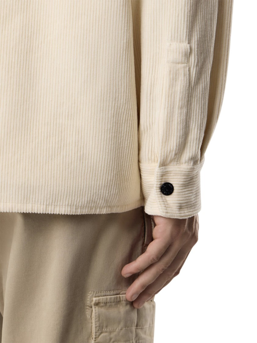 Stone Island Classic White Button-Down Shirt In Cotton