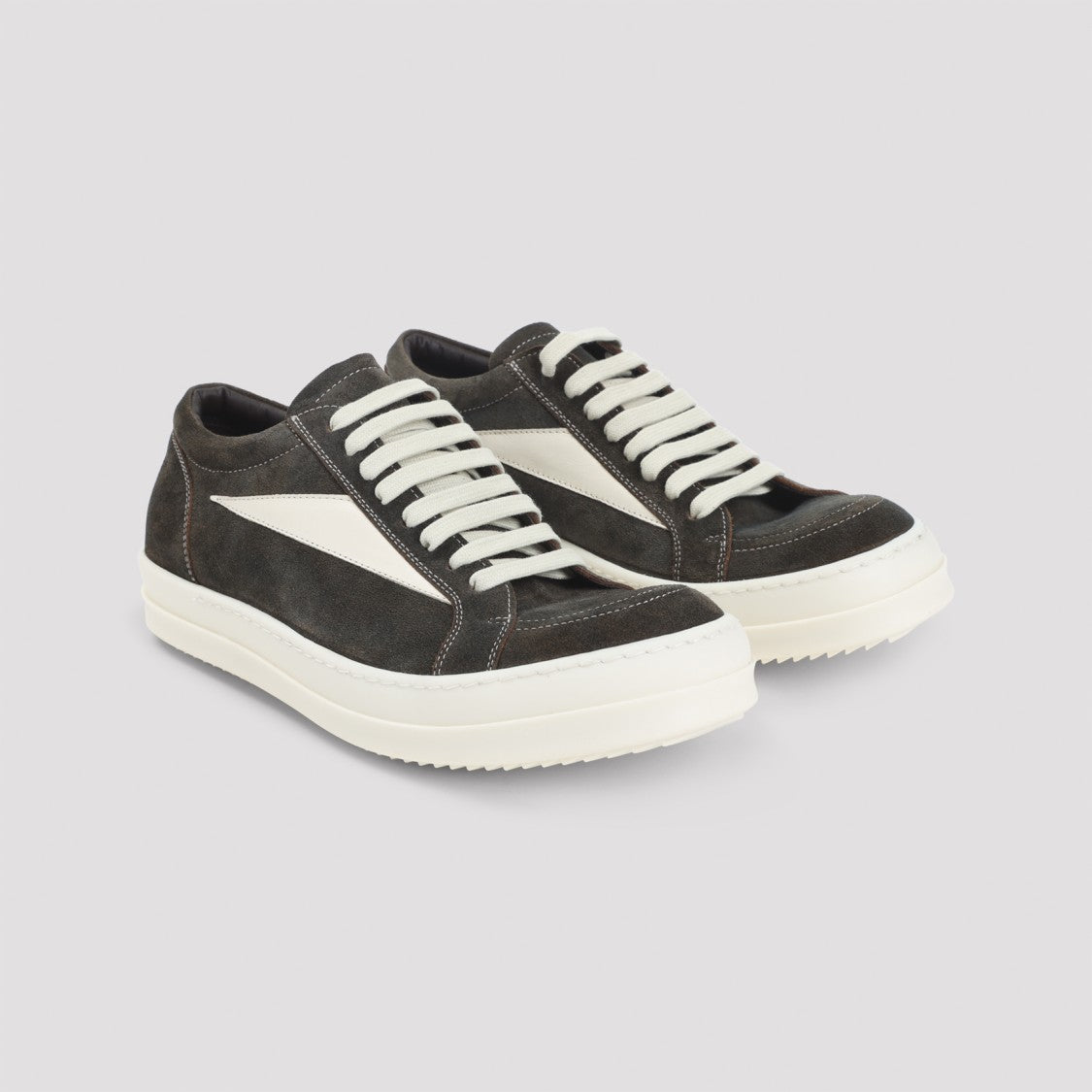 Rick Owens Indigo Blue Suede Leather Vintage Sneakers With Contrasting Details
