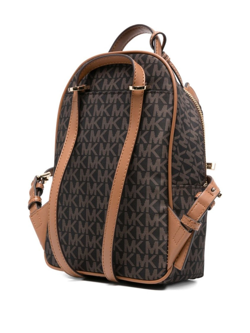Michael Kors Compact Monogram Bucket Bag With Leather Trim