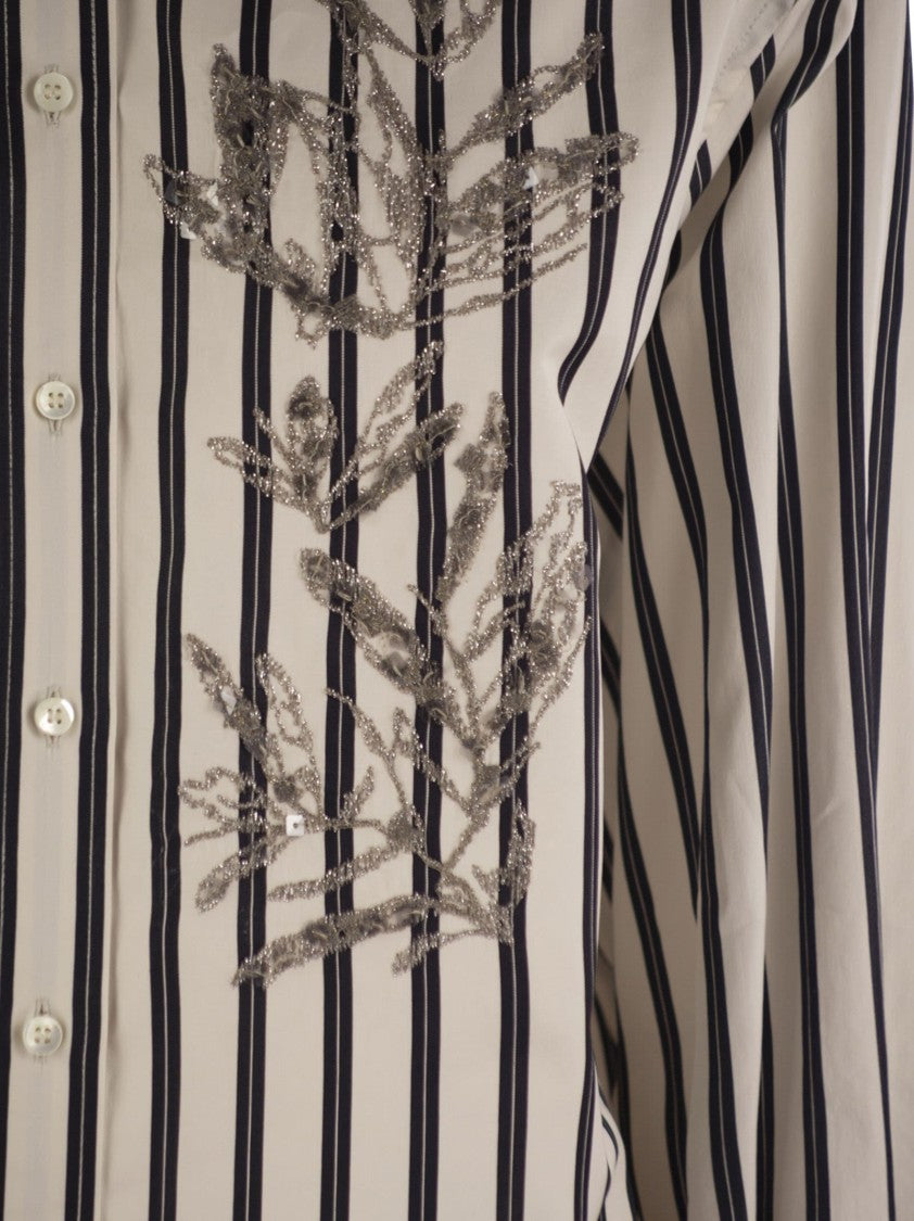 Brunello Cucinelli Regimental Cotton And Silk Poplin Shirt