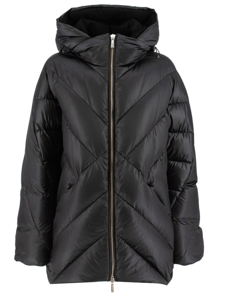 Moorer Quilted Black Puffer Jacket With Hood