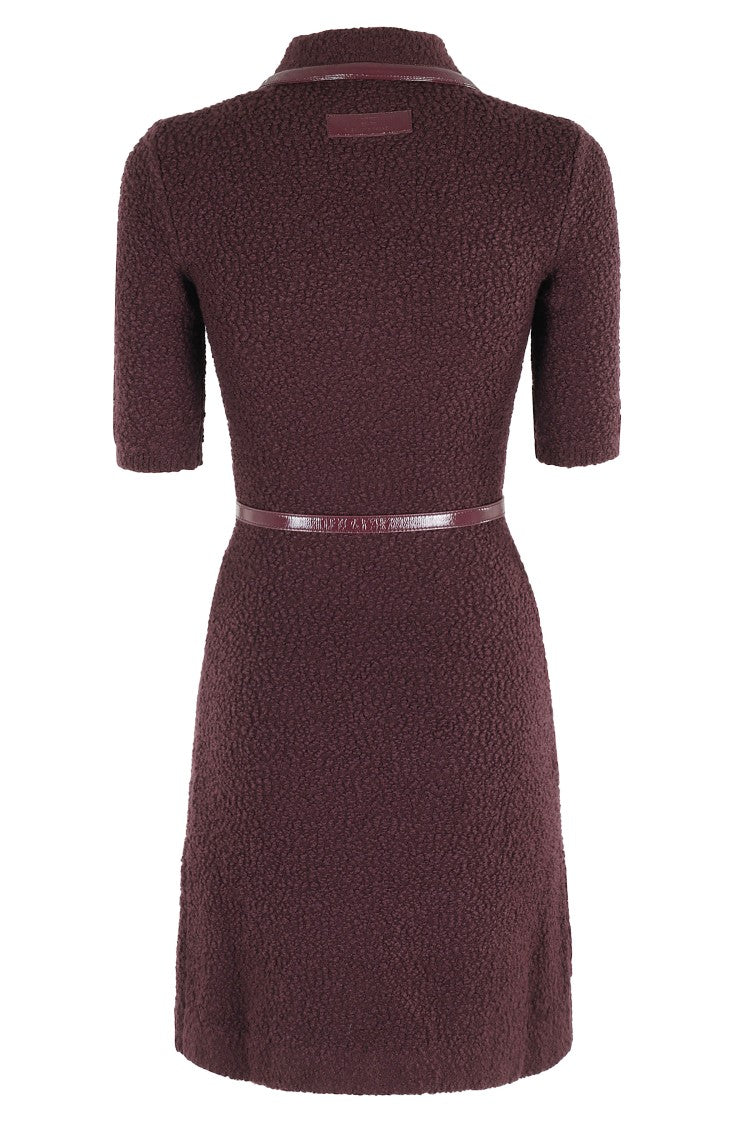 Elisabetta Franchi Textured Knit Dress With Classic Collar And Removable Belt