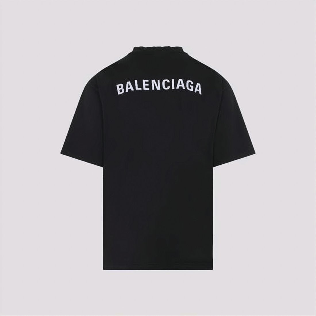 Balenciaga Cropped Black Cotton T-Shirt With Logo Detailing