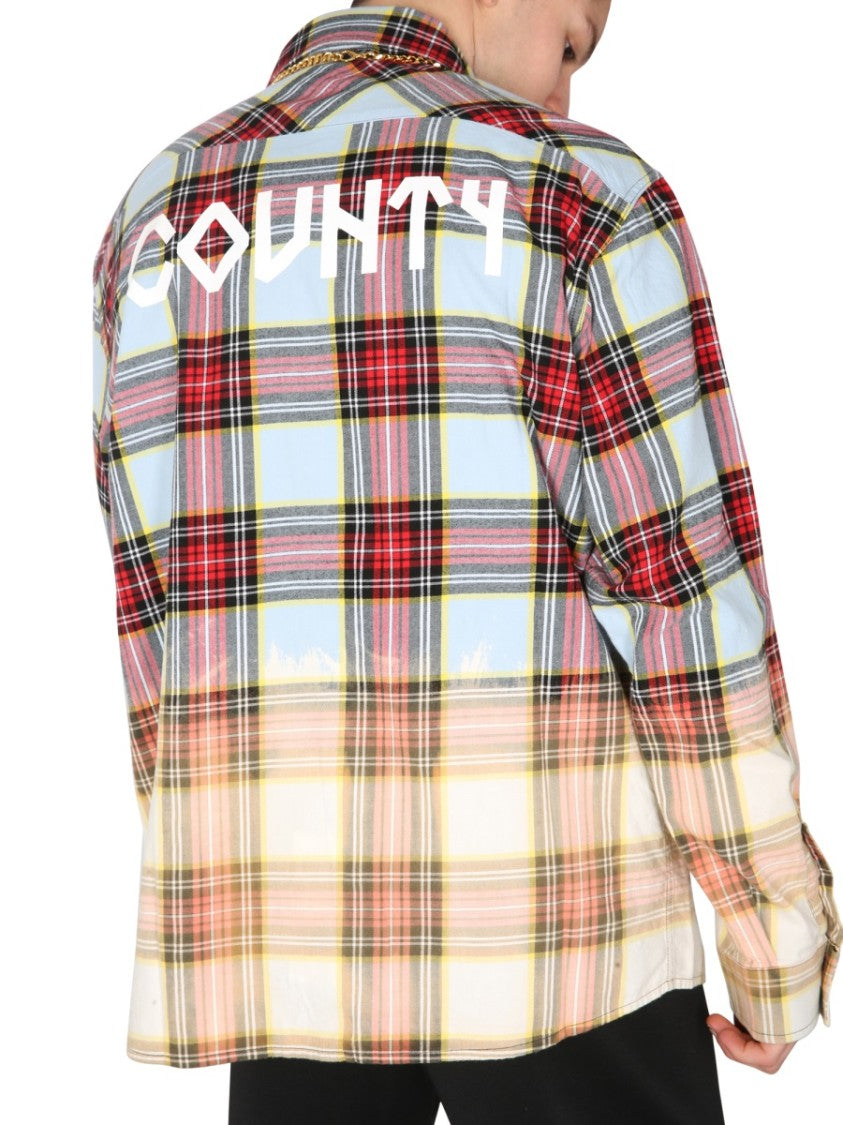 Marcelo Burlon Check Print Shirt With Gradient Transition