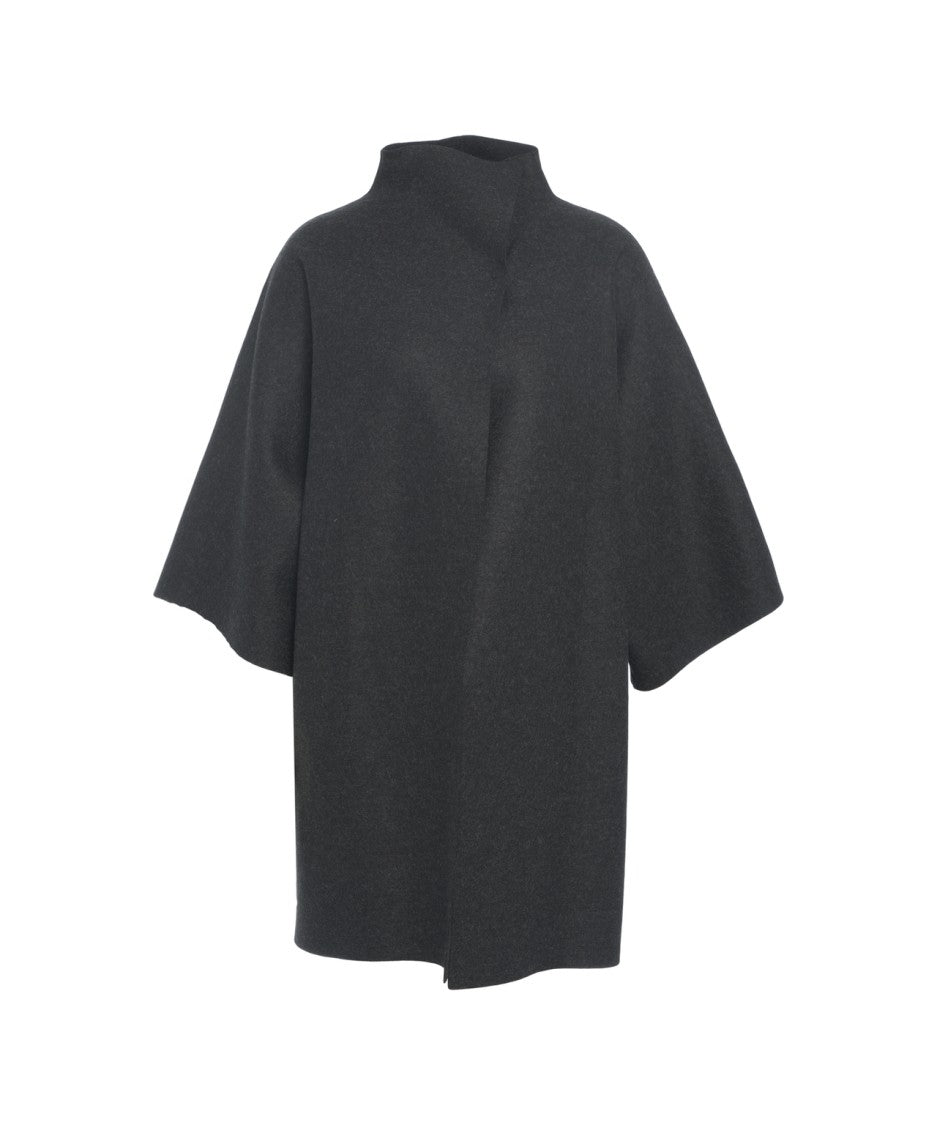 Harris Wharf London Virgin Wool Short Coat With High Collar And Wide Sleeves