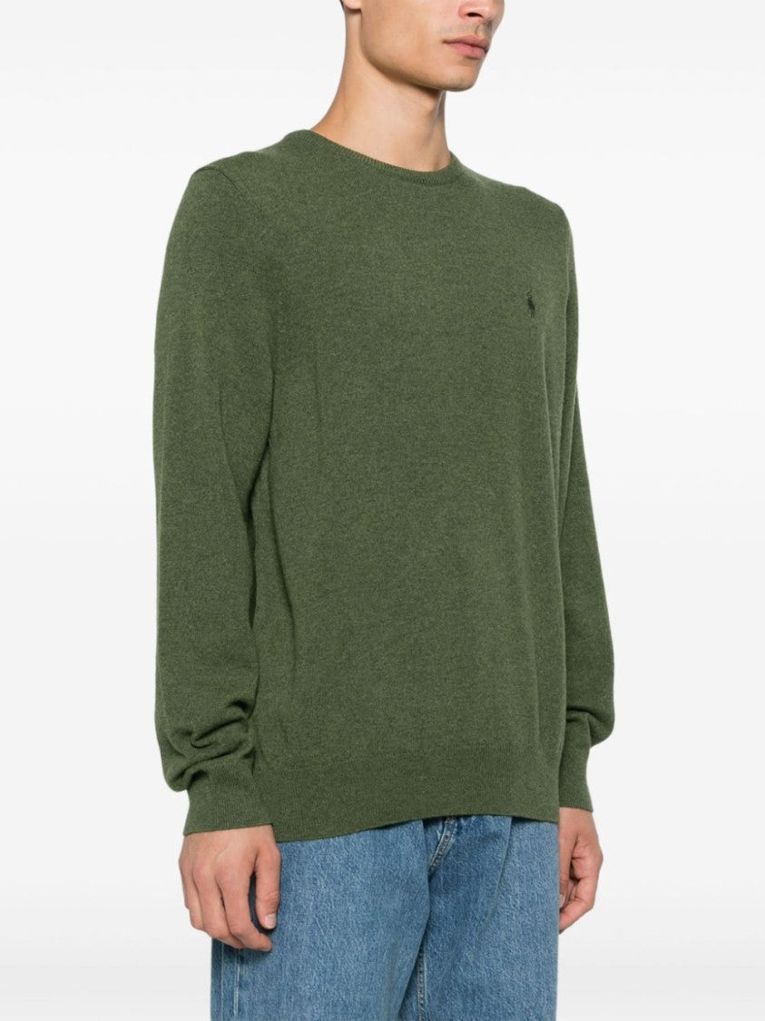 Polo Ralph Lauren Olive Green Fine Knit Crew Neck Wool Sweater