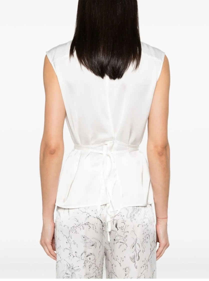 Fabiana Filippi White Sleeveless Cotton Shirt
