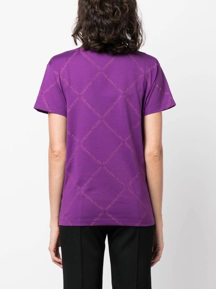 Fabiana Filippi Purple Jersey With All-Over Logo Print