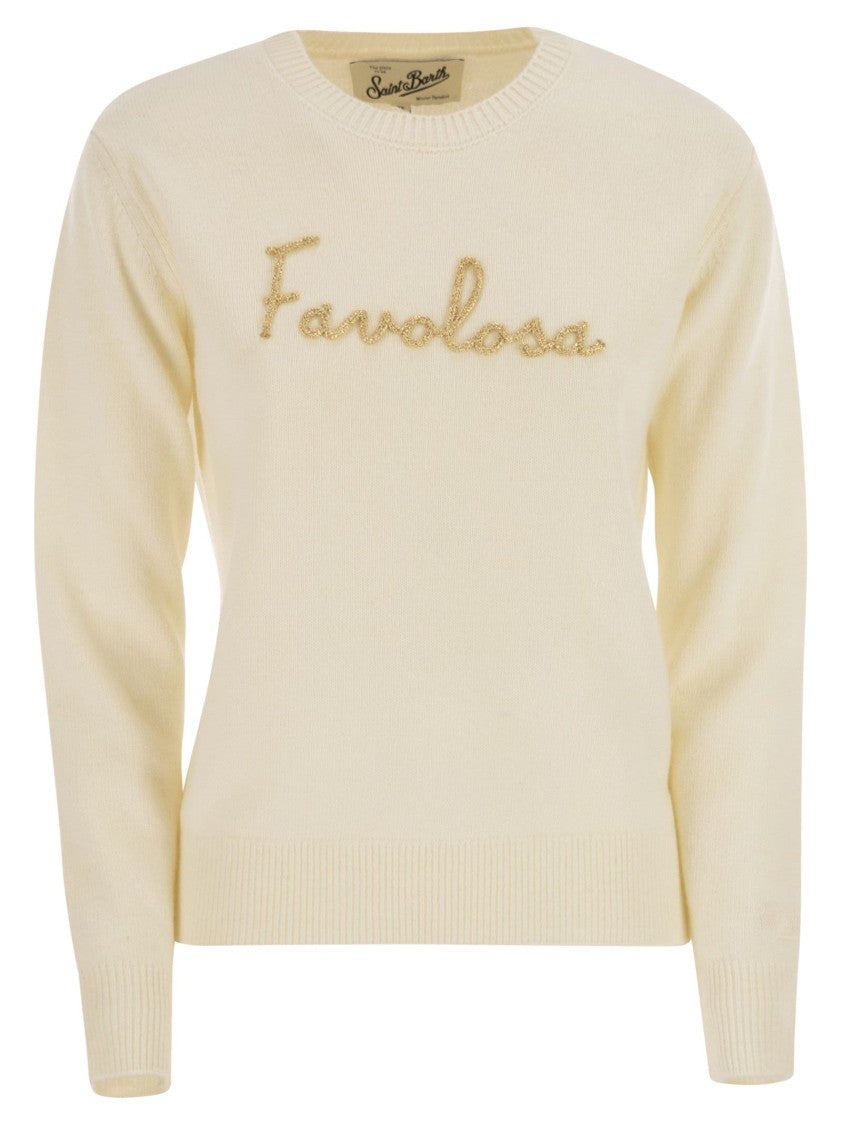 Mc2 Saint Barth Wool And Alpaca Blend Jumper With Favolosa Embroidery
