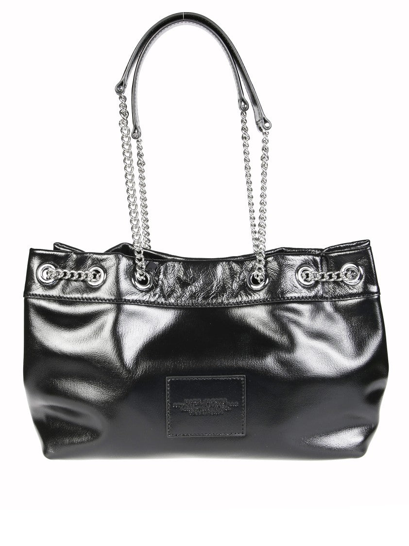 Marc Jacobs Rectangular Black Leather Chain Sack With Polished Structure