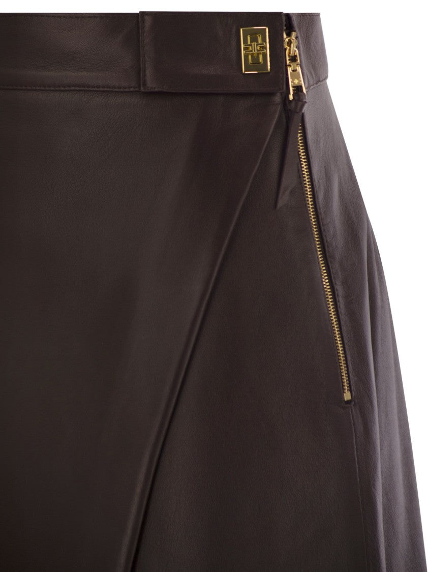Elisabetta Franchi Mini Skirt In Nappa Leather