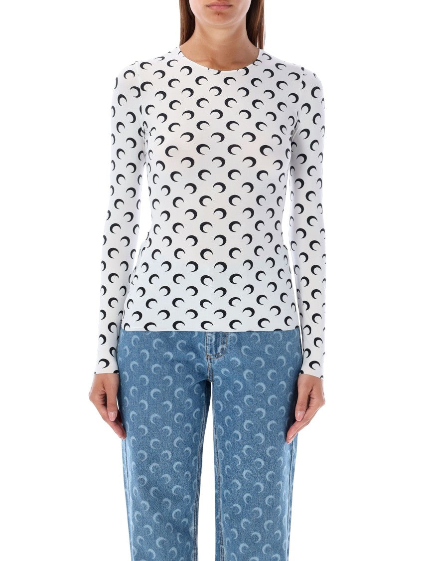 Marine Serre Moon Second Skin Crew Neck Top