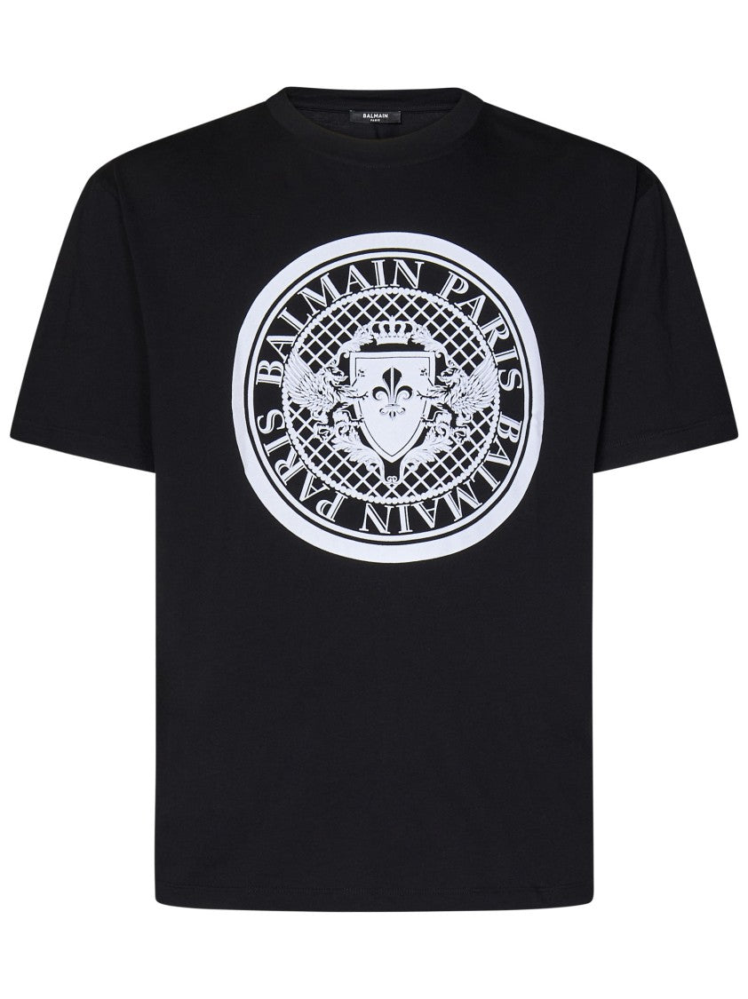 Balmain Black T-Shirt With Bold Circular Graphic Design