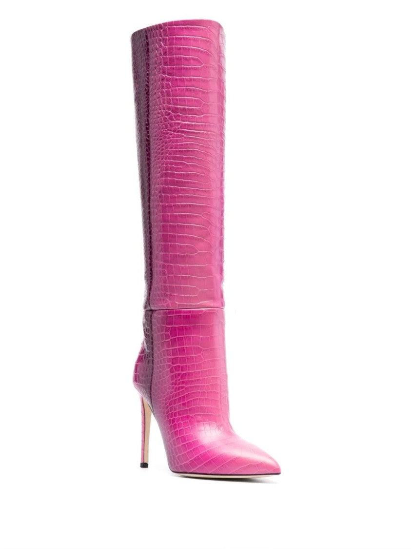 Paris Texas Pointed-Toe Stiletto Boots With Crocodile Texture