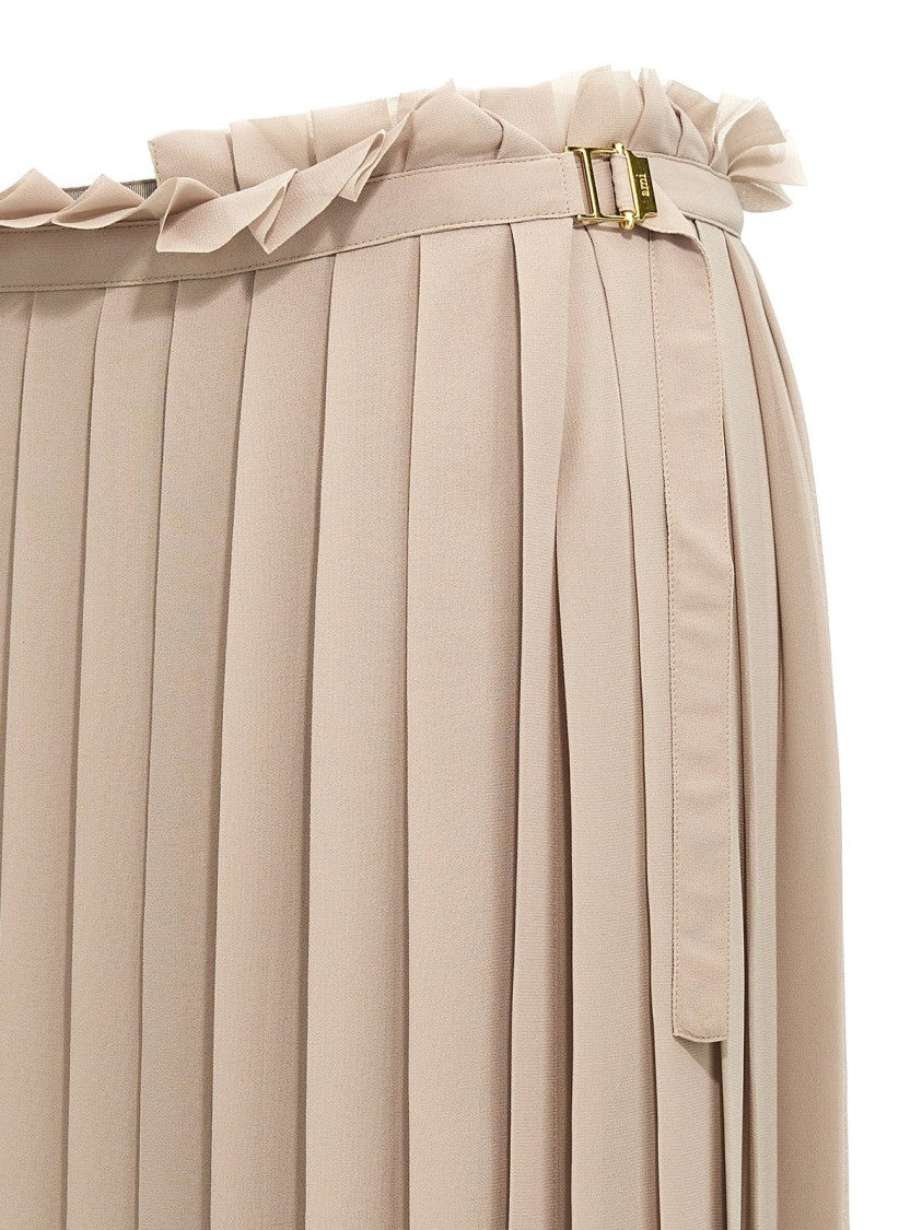 Ami Long Pleated Skirt With Flowing Silhouette And Smooth Texture