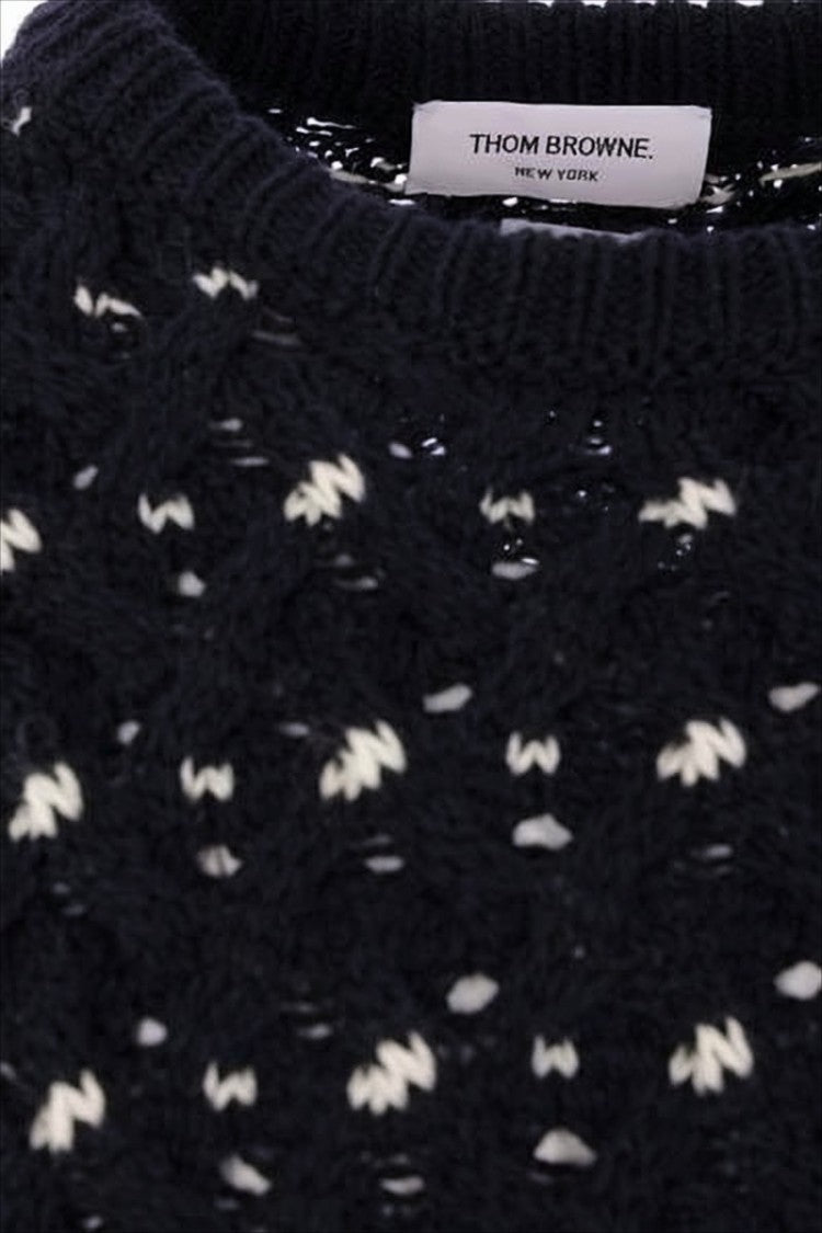 Thom Browne Textured Knit Sweater With Striped Detailing