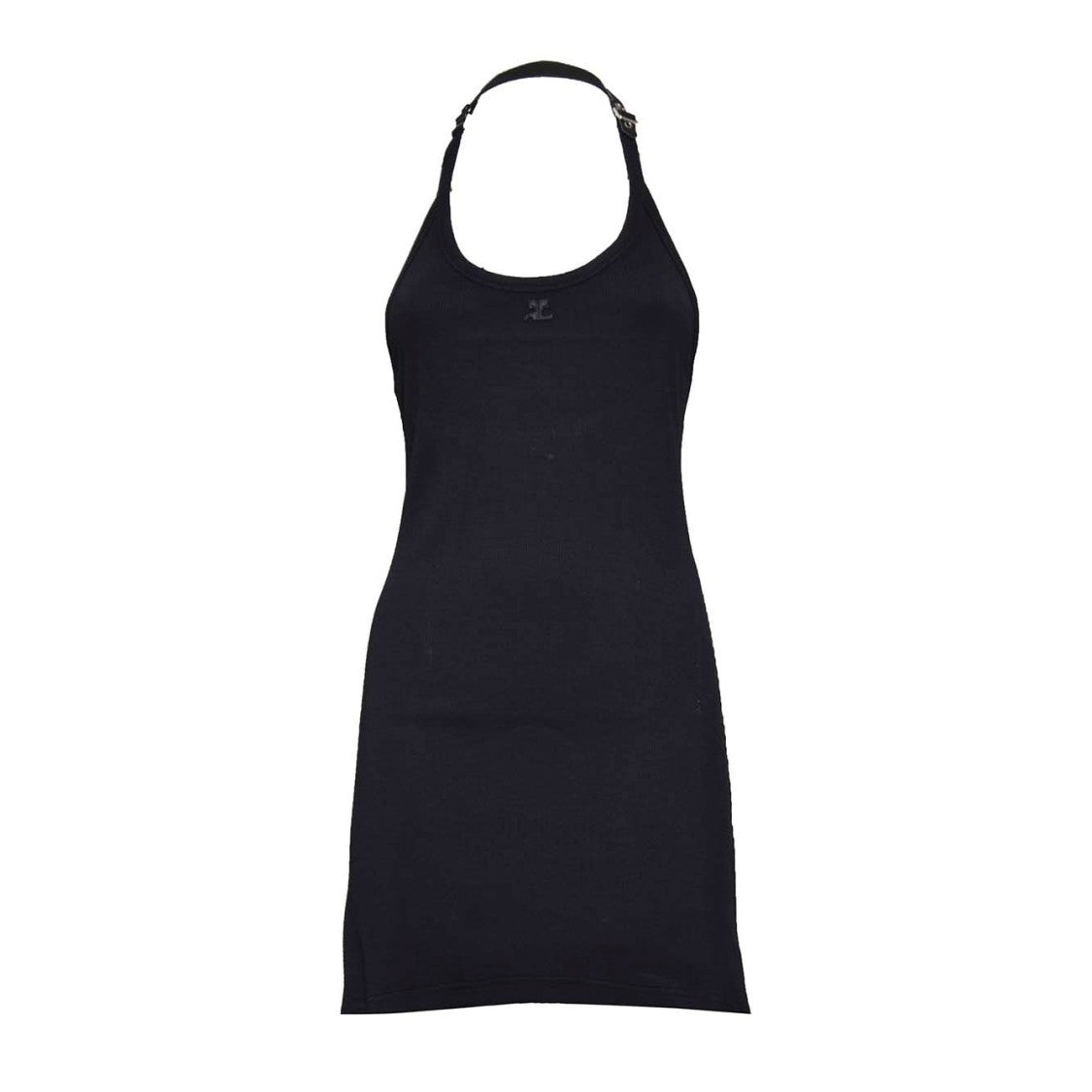 Courrèges Holistic Buckle 90'S Black Cotton Short Dress