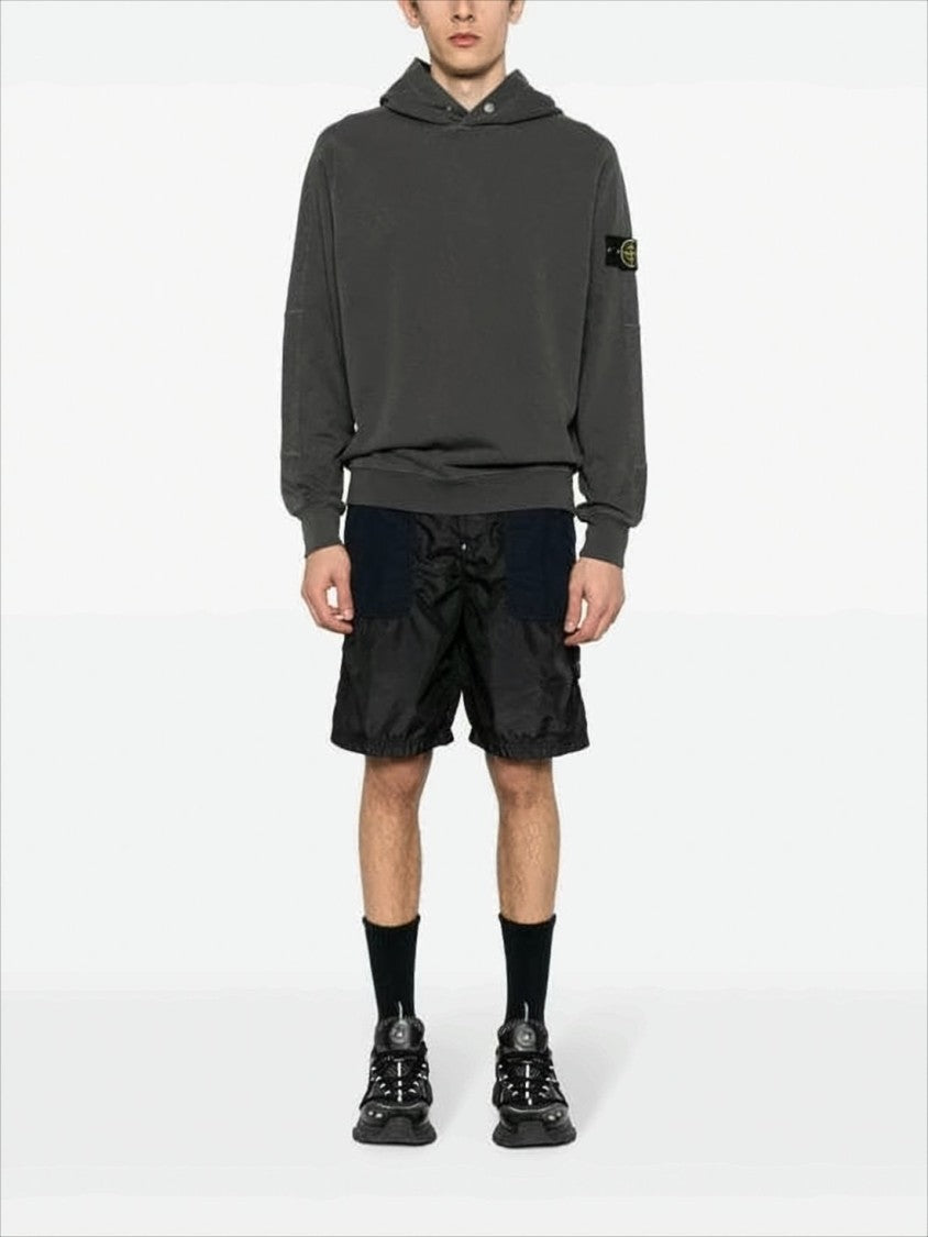 Stone Island Relaxed Fit Hooded Sweatshirt With Snap Button Details