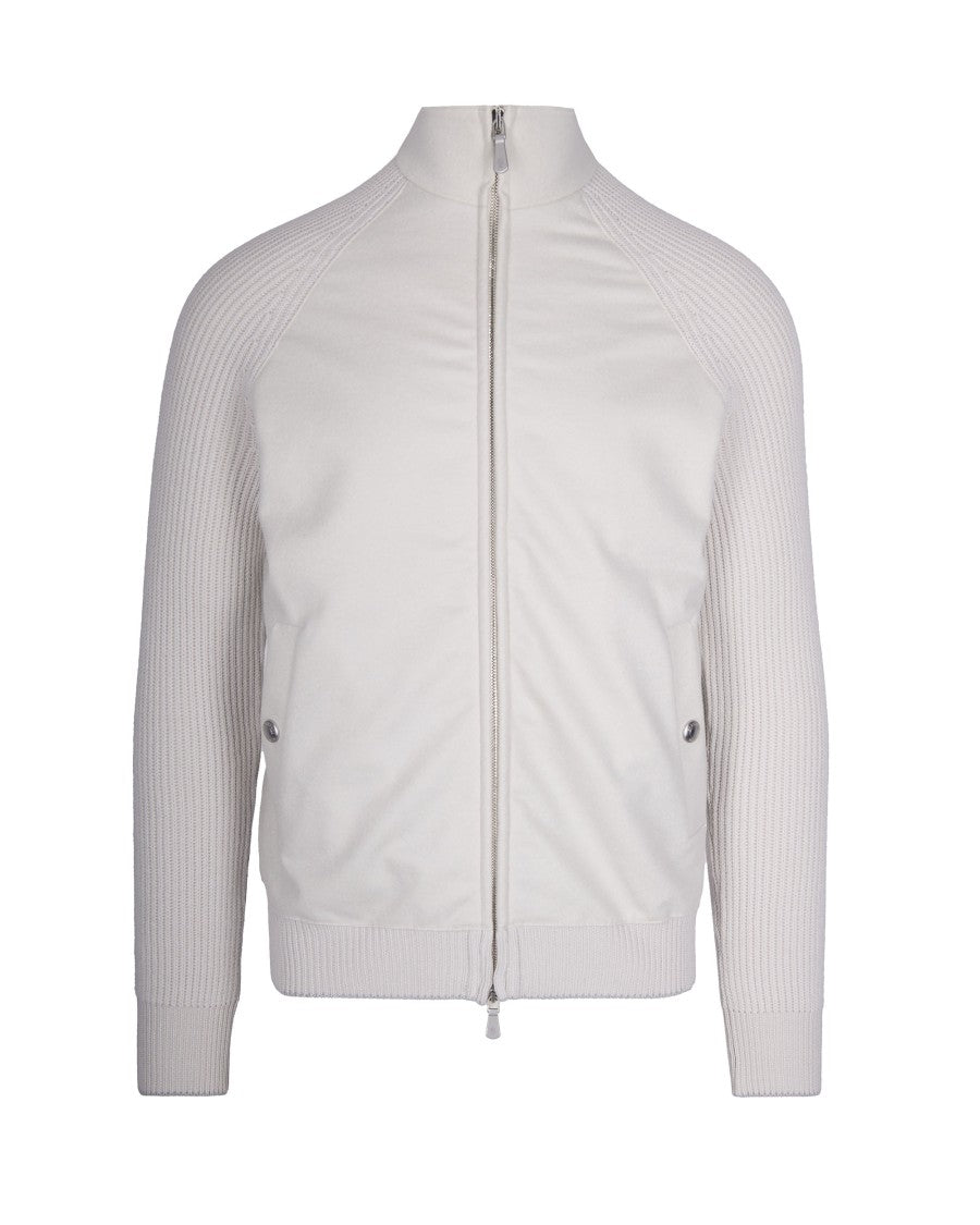 Eleventy Wool Jacket With High Collar And Ribbed Sleeves