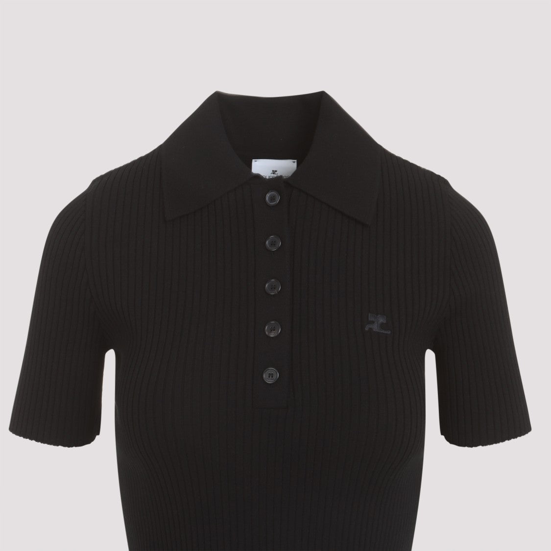 Courrèges Black Signature Ribbed Knit Polo