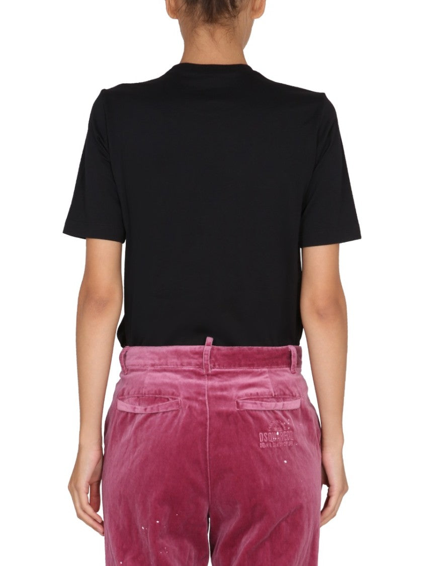 Dsquared2 Black T-Shirt With Colorful Logo Print
