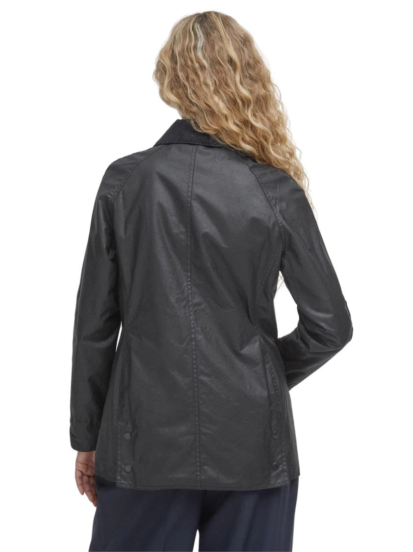 Barbour Black Coat With Button-Up Front