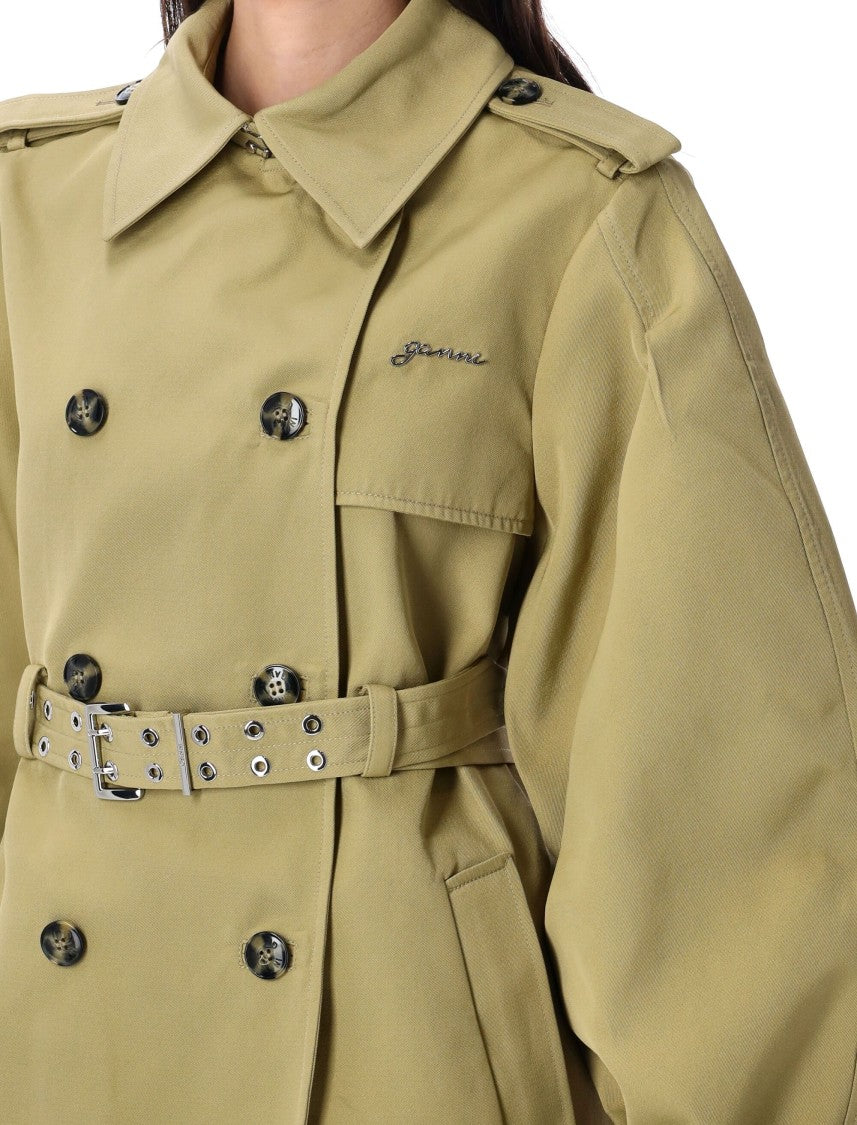 Ganni Twill Midi Trench