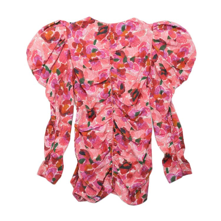 Isabel Marant Dramatic Floral Print Top With Puffy Sleeves