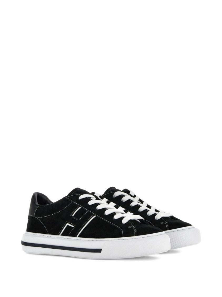 Hogan Black Suede And Leather Sneakers
