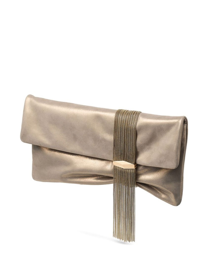 Jimmy Choo Gold-Tone Crystal-Embellished Foldover Clutch