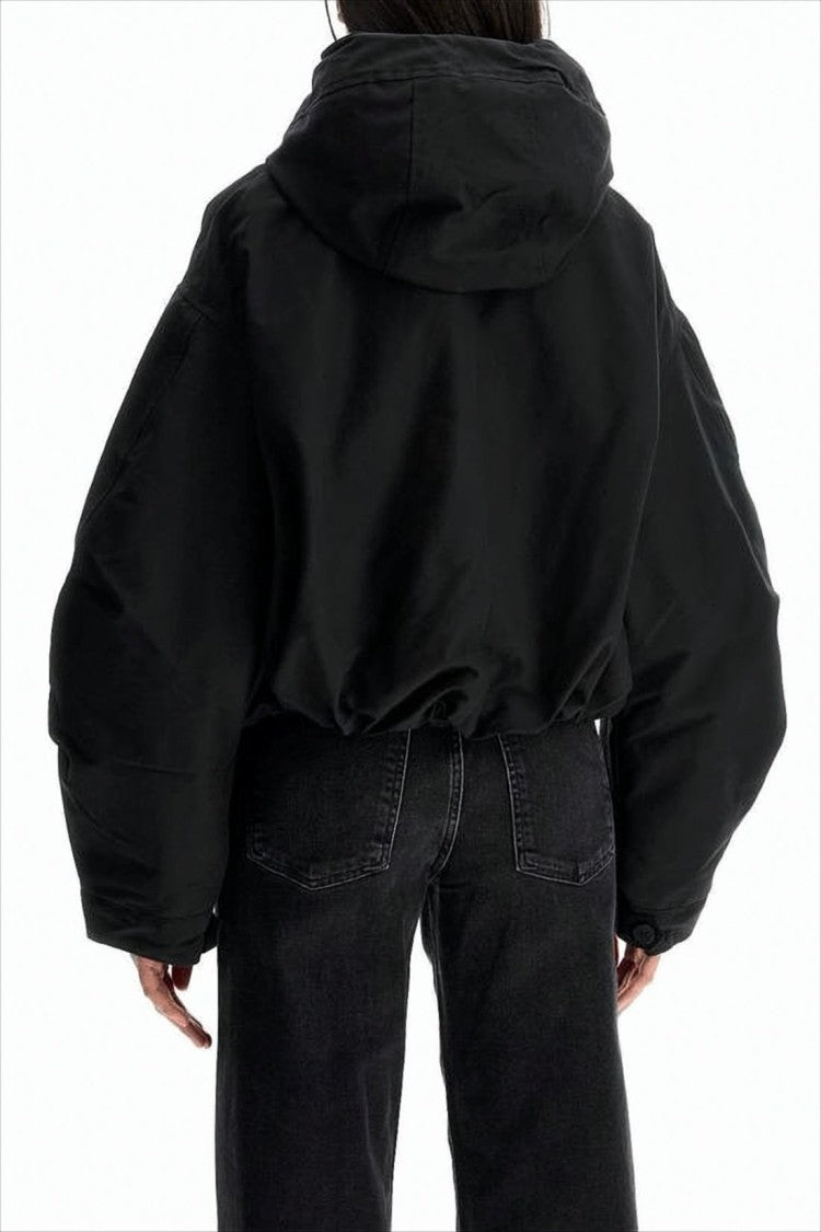 Jacquemus Cropped Black Jacket With Oversized Sleeves