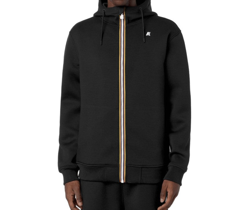 K-Way Black Scuba Fabric Sweatshirt With Adjustable Hood