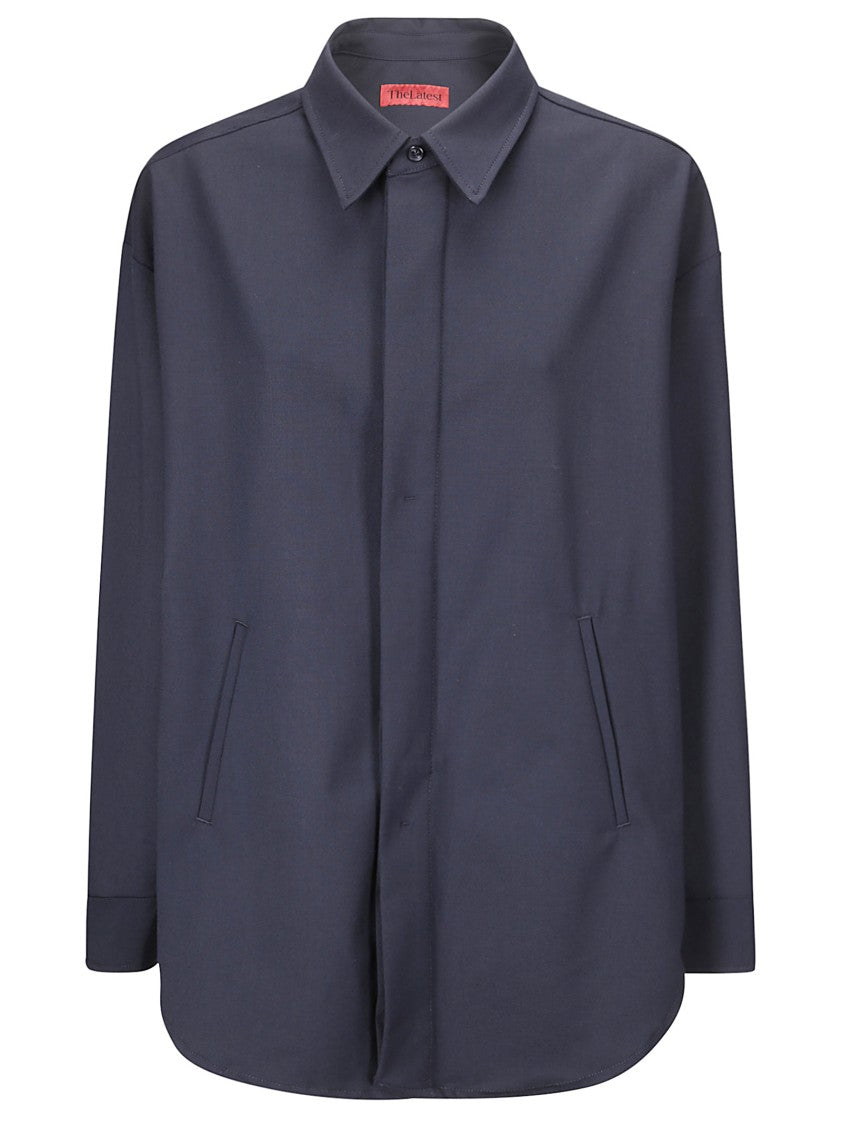 The Latest Oversized Button-Front Shirt Jacket With Welt Pockets