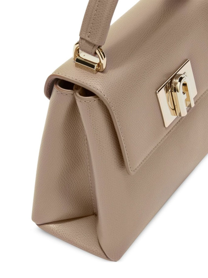 Furla Textured Leather Handbag With Twist-Lock Closure